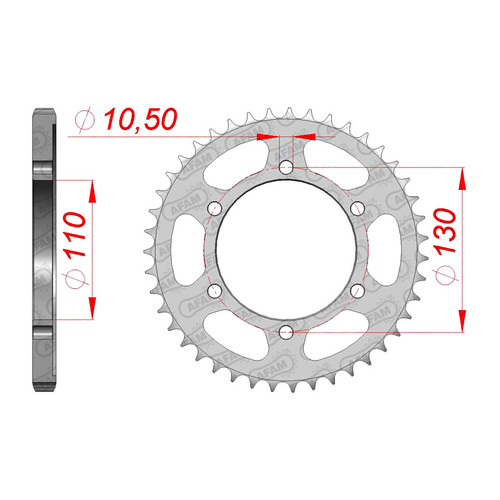 AFAM Rear Sprocket Steel 525P 43T - (12815-43)