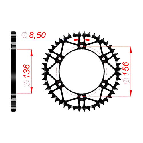 AFAM Rear Sprocket Steel 520P 48T - (14206SLK-48)
