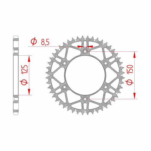 AFAM Couronne Ar. Acier 520P 49T - (71304SLK-49)