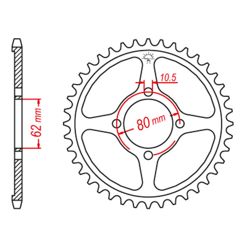ITL Rear Sprocket Steel 428P 54T - (11195654)