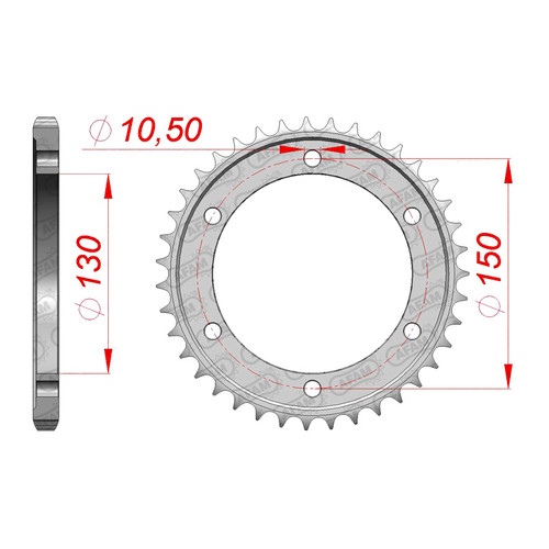 AFAM Rear Sprocket Steel 525P 39T - (12606-39)