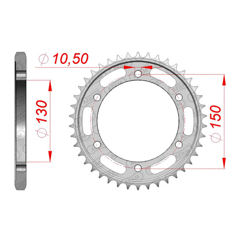 AFAM Rear Sprocket Steel 525P 42T - (12606-42)
