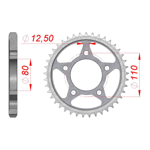 AFAM Rear Sprocket Steel 530P 40T - (10605-40)