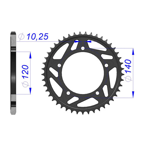 AFAM Rear Sprocket Alum. 520P 43T - (15605K-43)
