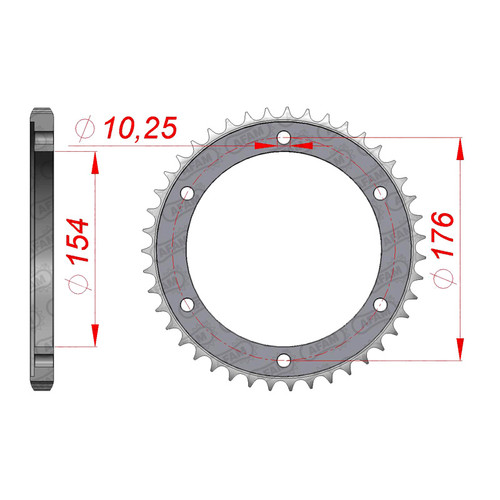 AFAM Rear Sprocket Steel 525P 43T - (10628-43)