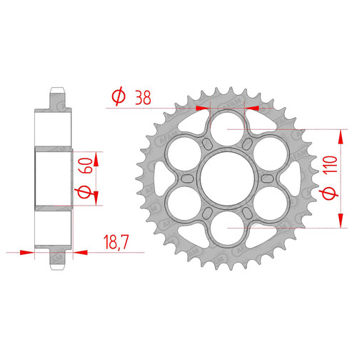 AFAM Rear Sprocket Steel 525P 41T - (50901-41)