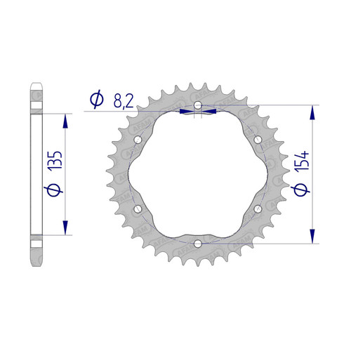 AFAM Rear Sprocket Alum. 520P 38T - (51804-38)