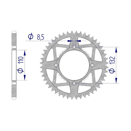 AFAM Rear Sprocket Alum. 520P 46T - (72306-46)