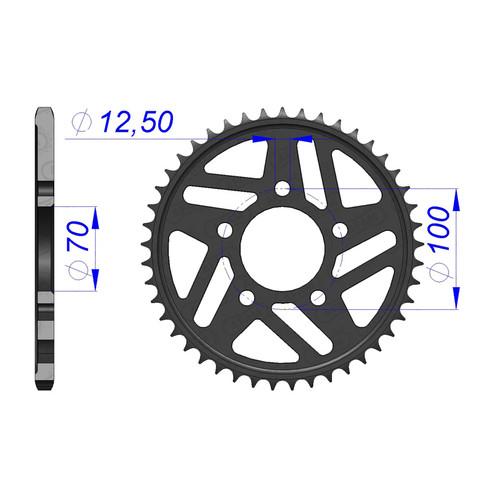 AFAM Rear Sprocket Alum. 520P 44T - (165803-44)