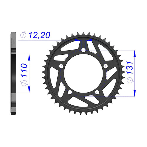 AFAM Rear Sprocket Alum. 520P 44T - (165801-44)