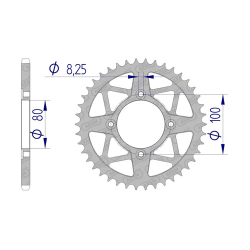 AFAM Couronne Ar. Aluminium 520P 42T - (93320K-42) - Noir