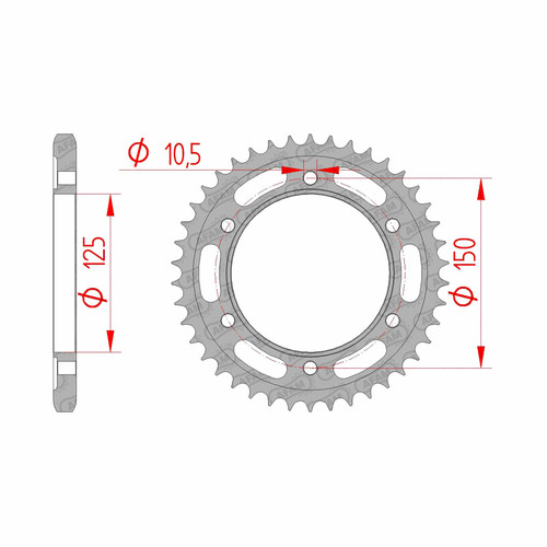 AFAM Rear Sprocket Steel 525P 42T - (71800-42)