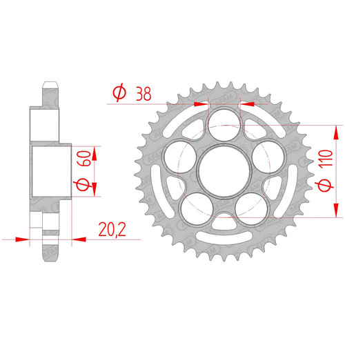 AFAM Rear Sprocket Steel 525P 39T - (50800-39)