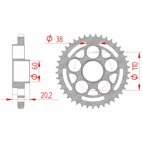 AFAM Rear Sprocket Steel 525P 42T - (50800-42)