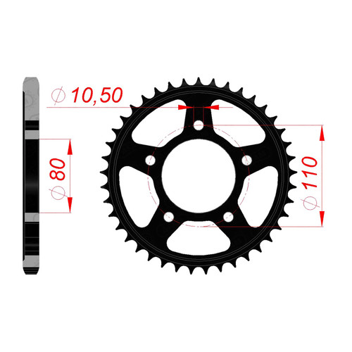 AFAM Couronne Ar. Acier 525P 44T - (10504-44)