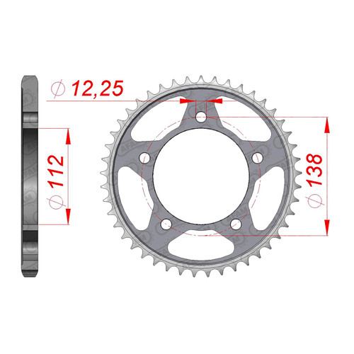 AFAM Rear Sprocket Steel 525P 45T - (10613-45)
