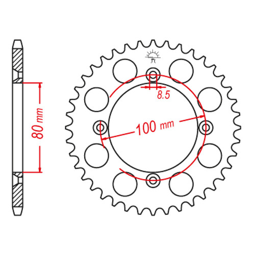 ITL Rear Sprocket Steel 428P 50T - (111431)