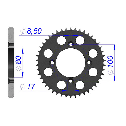AFAM Rear Sprocket Alum. 428P 50T - (11110-50)