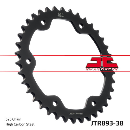 JT Sprocket Rear Sprocket Steel 525P 38T - (JTR893.38ZBK) - Black