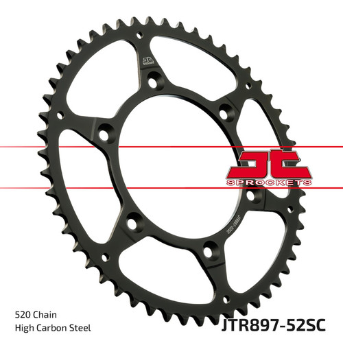 JT Sprocket Rear Sprocket Steel Chromoly 520P 52T - (JTR897.52SC)