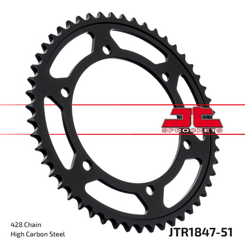 JT Sprocket Rear Sprocket Steel 428P 51T - (JTR1847.51)