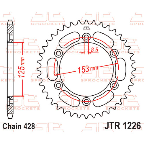 JT Sprocket Rear Sprocket Steel 428P 49T - (JTR1226.49)