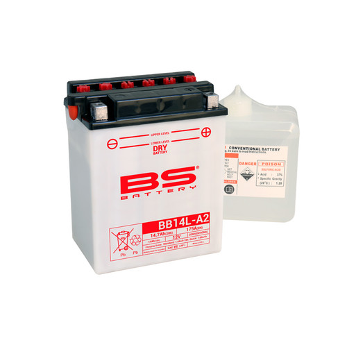 BS Battery BB14L-A2 w/ Acid Pack | 14 Ah | 175 CCA | 12 V