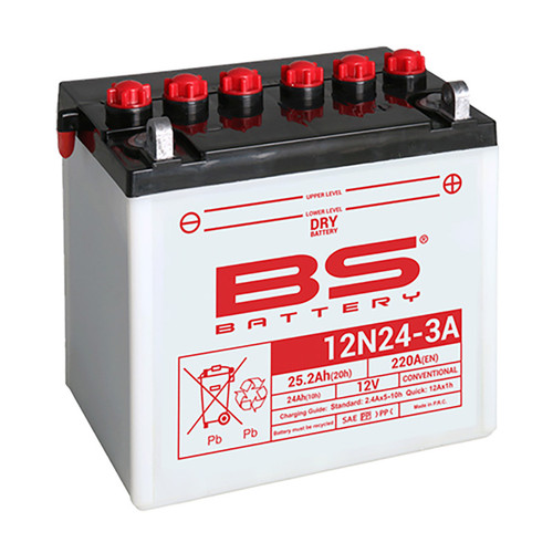 BS Battery 12N24-3A w/ Acid Pack | 24 Ah | 220 CCA | 12 V
