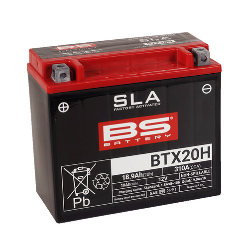 BS Battery BTX20H-BS SLA MAX Factory Activated HP | 18 Ah | 310 CCA | 12 V