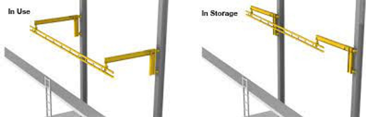 Standard Fold-Away Anchor TrackTM System 2-User (Non-Passable) Trussed Single Track, includes (2) Support Arms, Arm Reach: 10'-0", Bracket Centers 5'-0", Thrust/Pull Loading 6000, Weight: 1199 lbs FAF-2-10-28-520DST-25 Rigid Lifelines