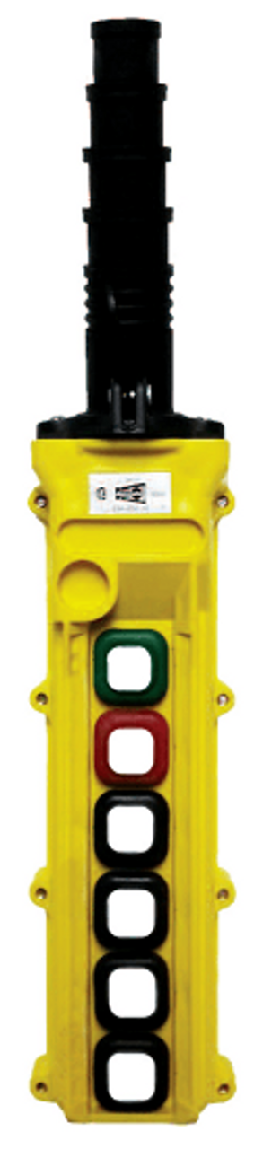 Duct-O-Wire L-Series 6-Button Dual Speed, 2-Motion, Slim Profile Pendant Station with Maintained On/Off