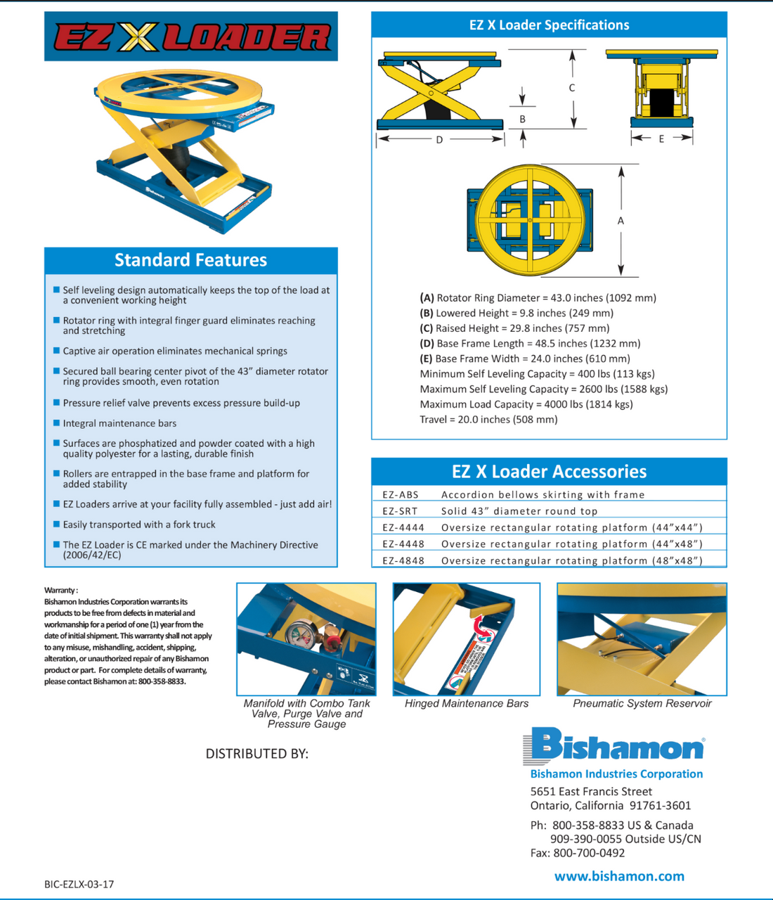 Bishamon  EZ X Loader  Self-Leveling Pallet Carousel Positioner, 4000 Lb. Cap.