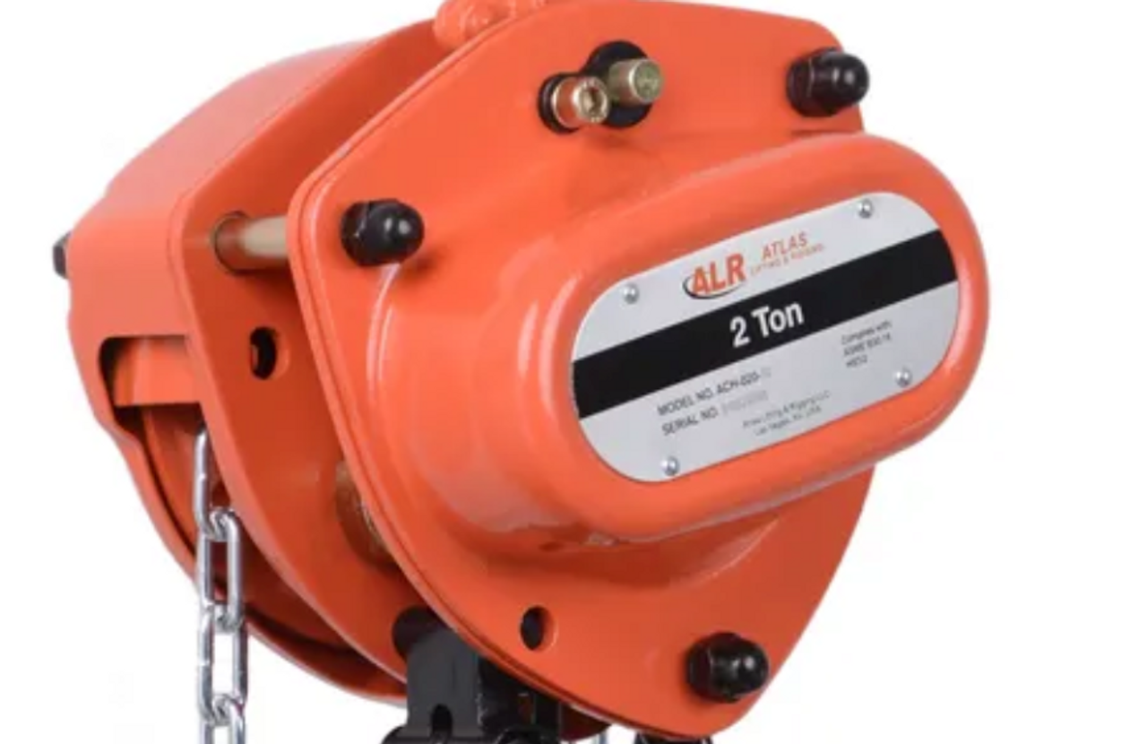 Atlas Lifting and Rigging ACH 2 Ton Chain Hoist 15 Ft. Lift with Overload Protection
