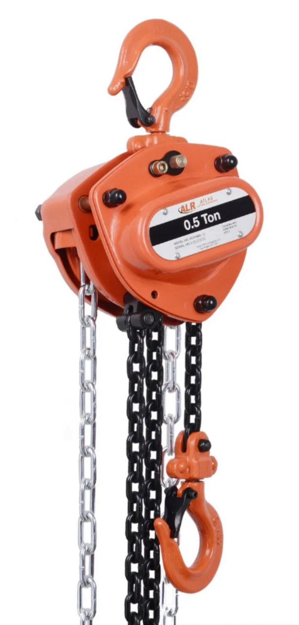 Atlas Lifting & Rigging Chain Hoist .5 Ton 1100 lbs 20' Chain
