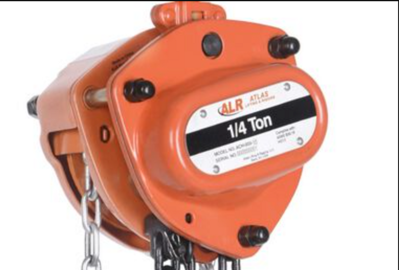 Atlas Lifting and Rigging ACH 1/4 Ton Chain Hoist 550 lbs 20 Ft. Lift w/ Overload Protection