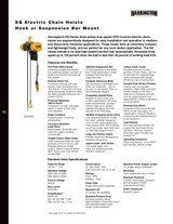 EQ Electric Chain Hoist 20' Lift-Capacity 1/4 Ton EQ003SD Electric Chain Hoist HARRINGTON