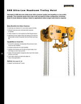 SHB Trolley Hoist 20' Lift-Capacity 1 Ton SHB010 Manual Hoist with Geared Trolle HARRINGTON