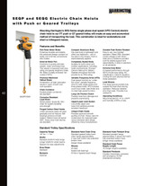SEQP Electric Chain Hoist with Push Trolley 15' Lift-Capacity 1/4 Tons EQP003SD Electric Chain Hoist with Push Trolley HARRINGTON