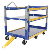 Vestil Steel Ergo Cart with Adjustable Shelves and Glass Filled Nylon Casters - 72-1/8 In. x 37-5/16 In. x 49-5/16 In. 3,000 lb - Blue