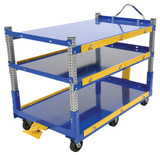 Vestil Steel Ergo Cart with Adjustable Shelves and Mold On Rubber Casters - 72-1/8 In. x 37-5/16 In. x 49-5/16 In. 3,000 lb - Blue