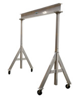Vestil Aluminum Adjustable Height Gantry Crane with Phenolic Casters - 12 Ft. Wide x 12 Ft. Max Usable Height 6,000 lb - Silver