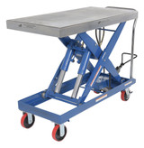 Vestil Carbon Steel Air/Hydraulic Scissor Lift Cart - 47-1/4 In. x 24 In. Platform With Poly-On-Poly Casters 2,000 lb - Blue/Silver
