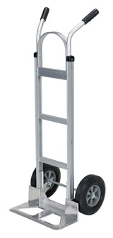 Vestil Aluminum Dual Handle Deluxe Hand Truck with Hard Rubber Wheels - 19 In. x 19-1/2 In. x 51-1/4 In. 500 lb - Silver