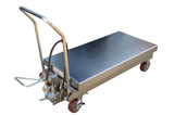 Vestil Partially Stainless Steel Air/Hydraulic Scissor Lift Cart 24 In x 47-1/4 In Platform With Poly-On-Poly Casters - 2,000 lb - Silver