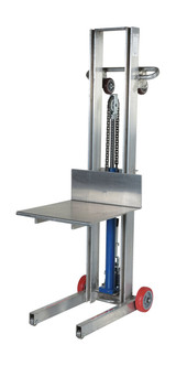 Vestil Aluminum Lite Load Lift With Foot Pump and Fixed Wheels - 20 In. x 20 In. Platform 400 lb - Silver