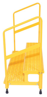 Vestil Steel Adjustable Step Mate Stand 2 Step with Handrails - 22-7/8 In. x 50-1/2 In. x 43-1/8 In. 500 lb - Yellow