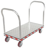 Vestil Aluminum Heavy Duty Dual Handle Tread Plate Platform Truck - 24 In. x 48 In. 3600 lb - Silver