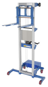 Vestil Aluminum/Steel Manual Hand Winch Lift Truck With Counter Balance - 350 lb - Silver/Blue