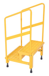 Vestil Steel Adjustable Step Mate Stand 2 Step with Handrails - 22-7/8 In. x 25-15/16 In. x 43-1/8 In. 500 lb - Yellow