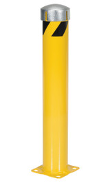 Vestil Steel Pipe Bollard with Removable Bolt-On Steel Cap and Slots - 36 In. x 5-1/2 In. - Yellow